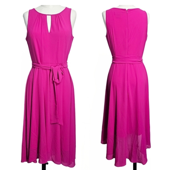 Jessica Howard Dresses & Skirts - Jessica Howard Pink Sleeveless Tie-Waist Wrap Barbiecore Party Dress Sz 6P